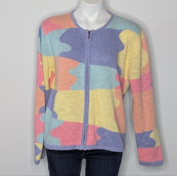 Christopher & Banks Sweaters - Vintage Christopher & Banks Colorful Abstract Zip Up Cardigan Sweater L